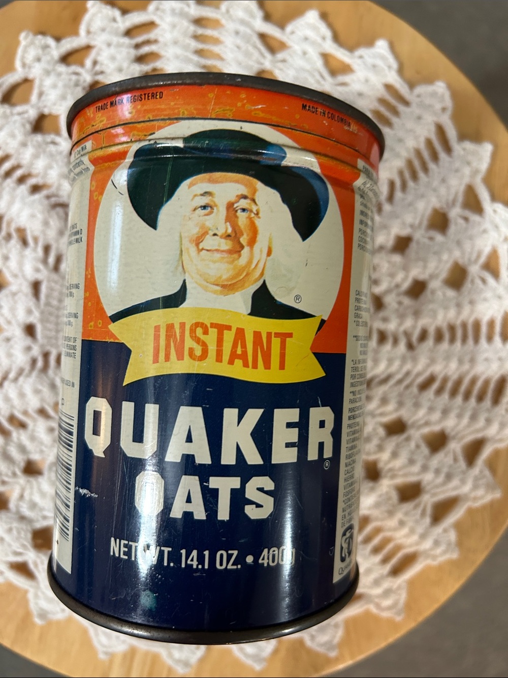 VINTAGE Quaker Instant Oats Canister - Blue & Orange